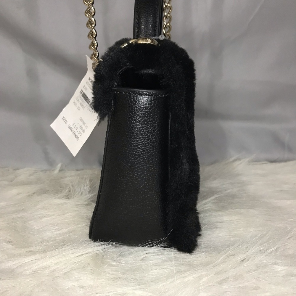NWT Kate Spade Black Faux Fur Handle Crossbody Bag w/ Crystal Embellishments - Picture 9 of 16